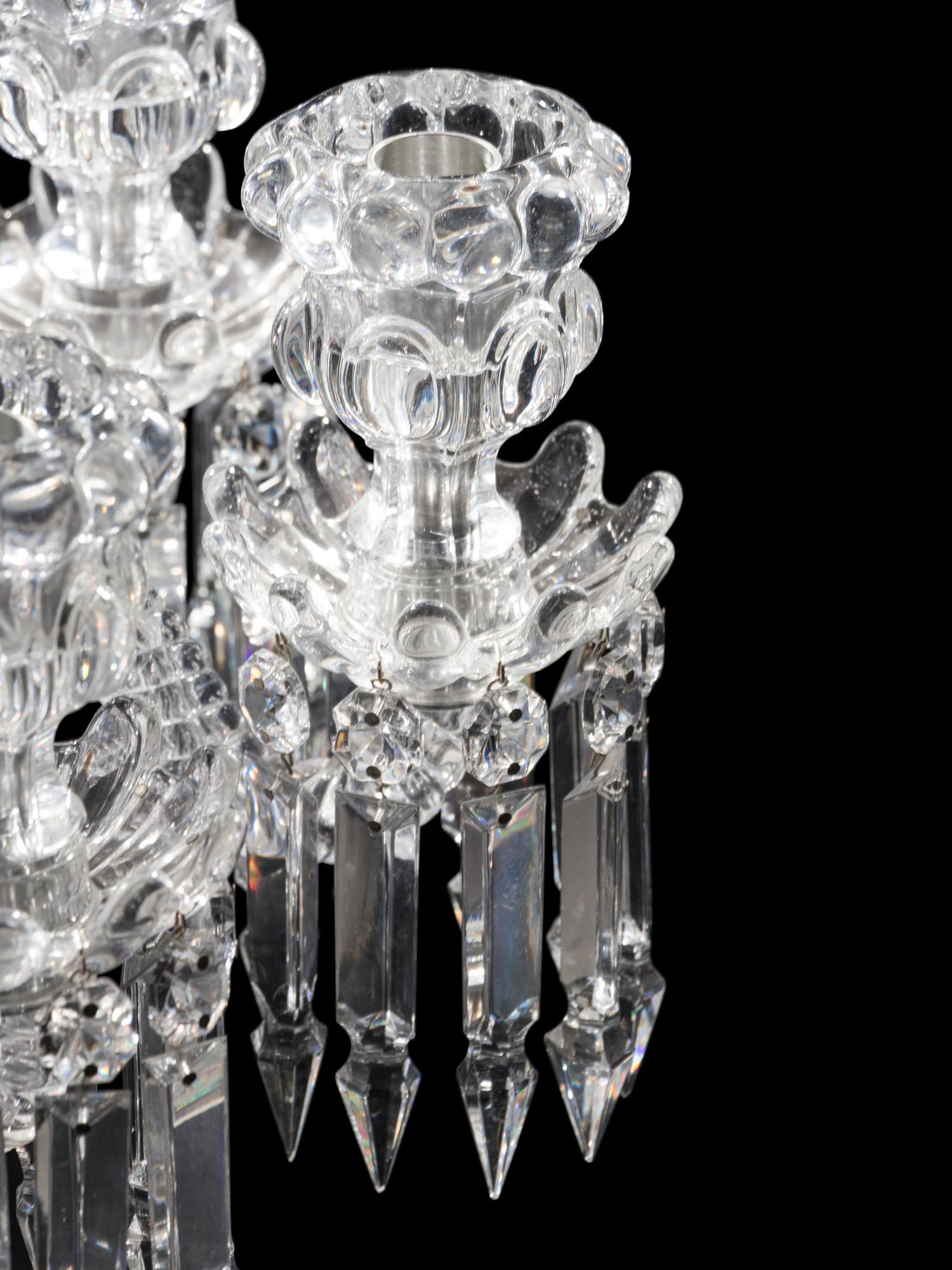 A Baccarat Molded Glass Seven-Light Candelabrum