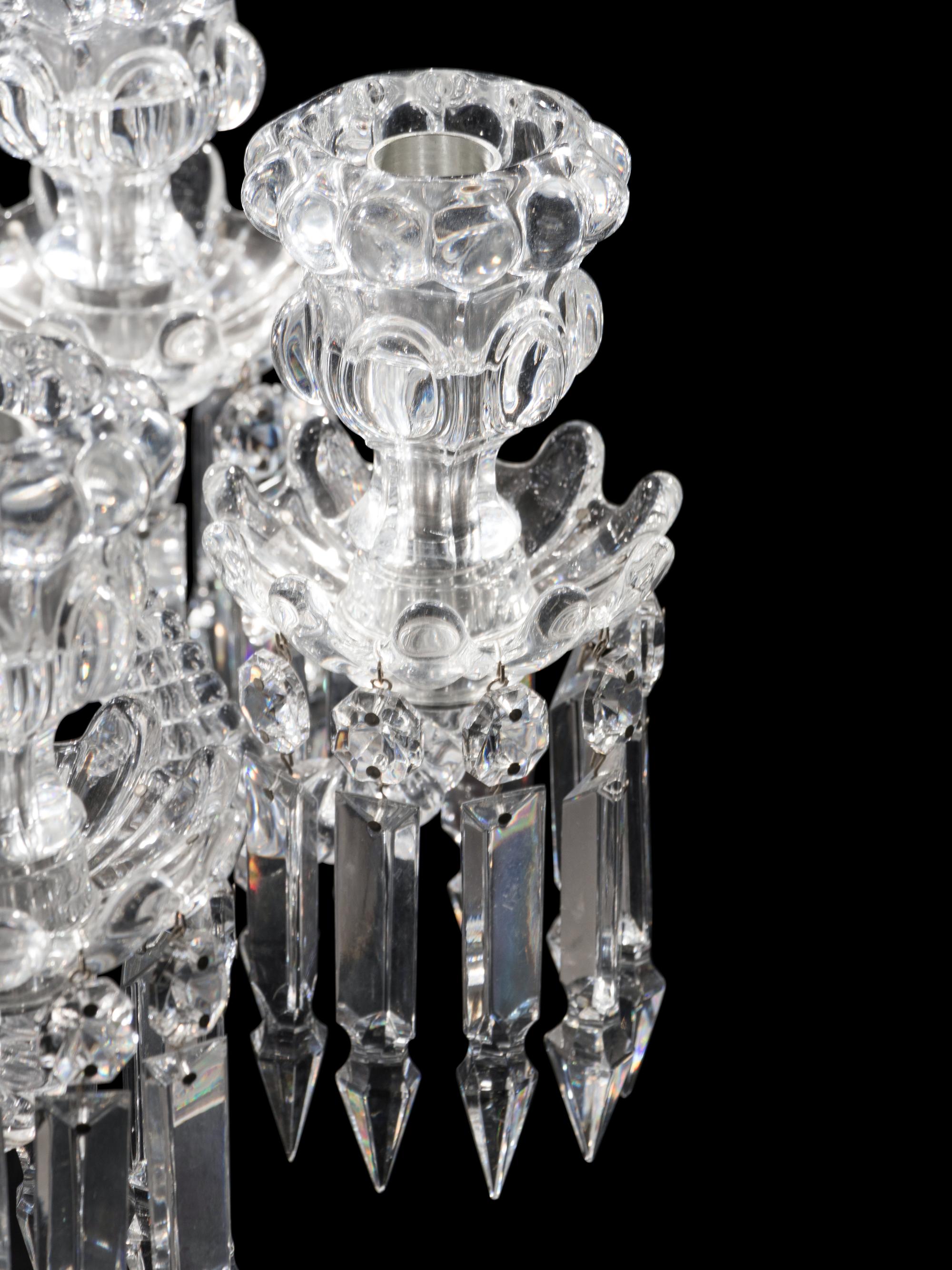 A Baccarat Molded Glass Seven-Light Candelabrum
