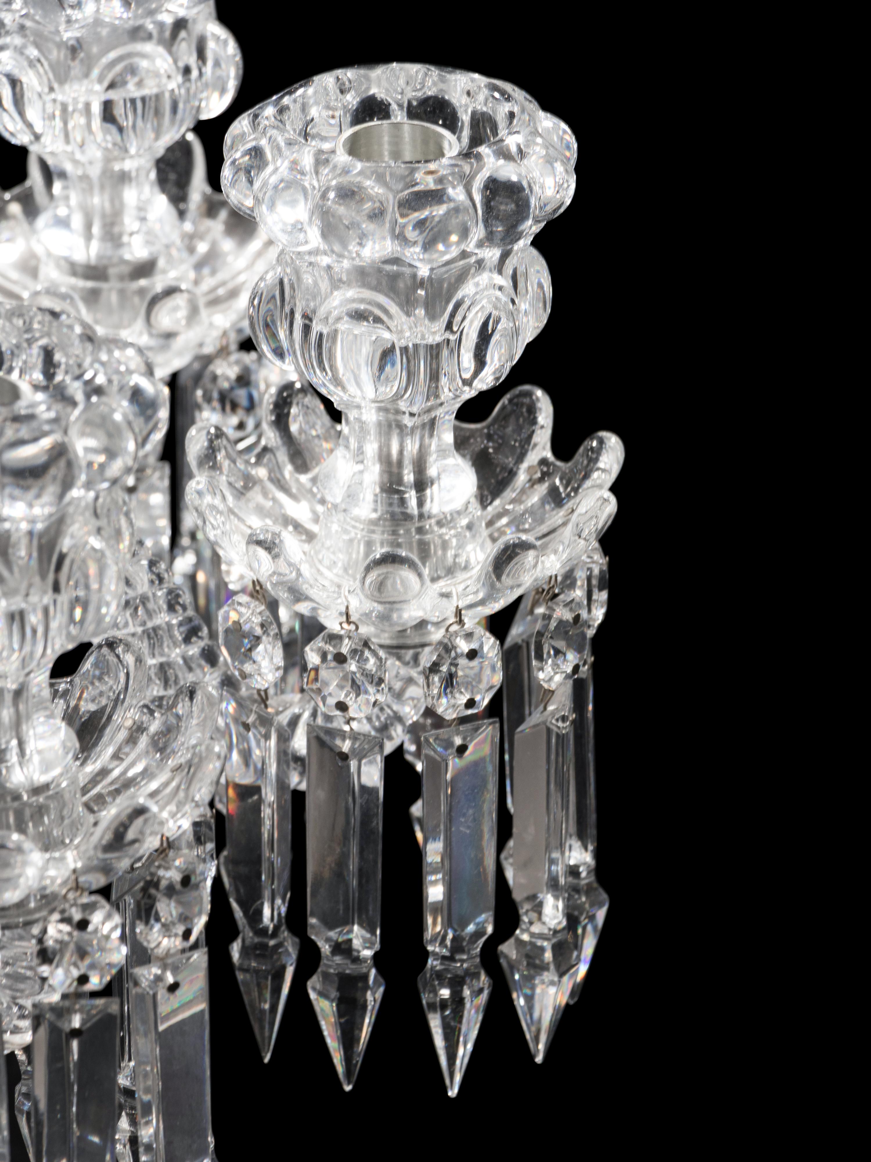 A Baccarat Molded Glass Seven-Light Candelabrum