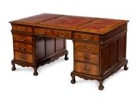 A George III Style Mahogany Pedestal Desk