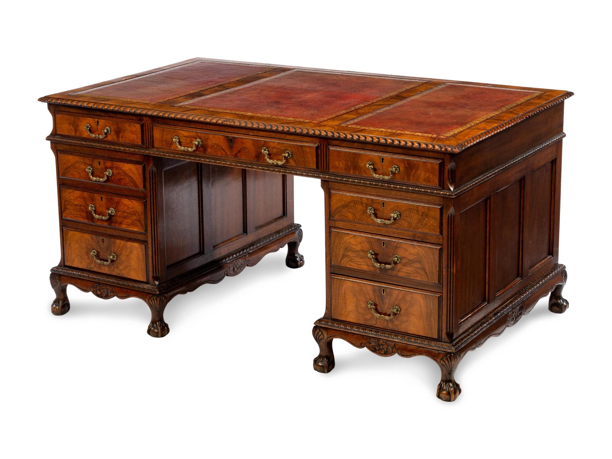 A George III Style Mahogany Pedestal Desk