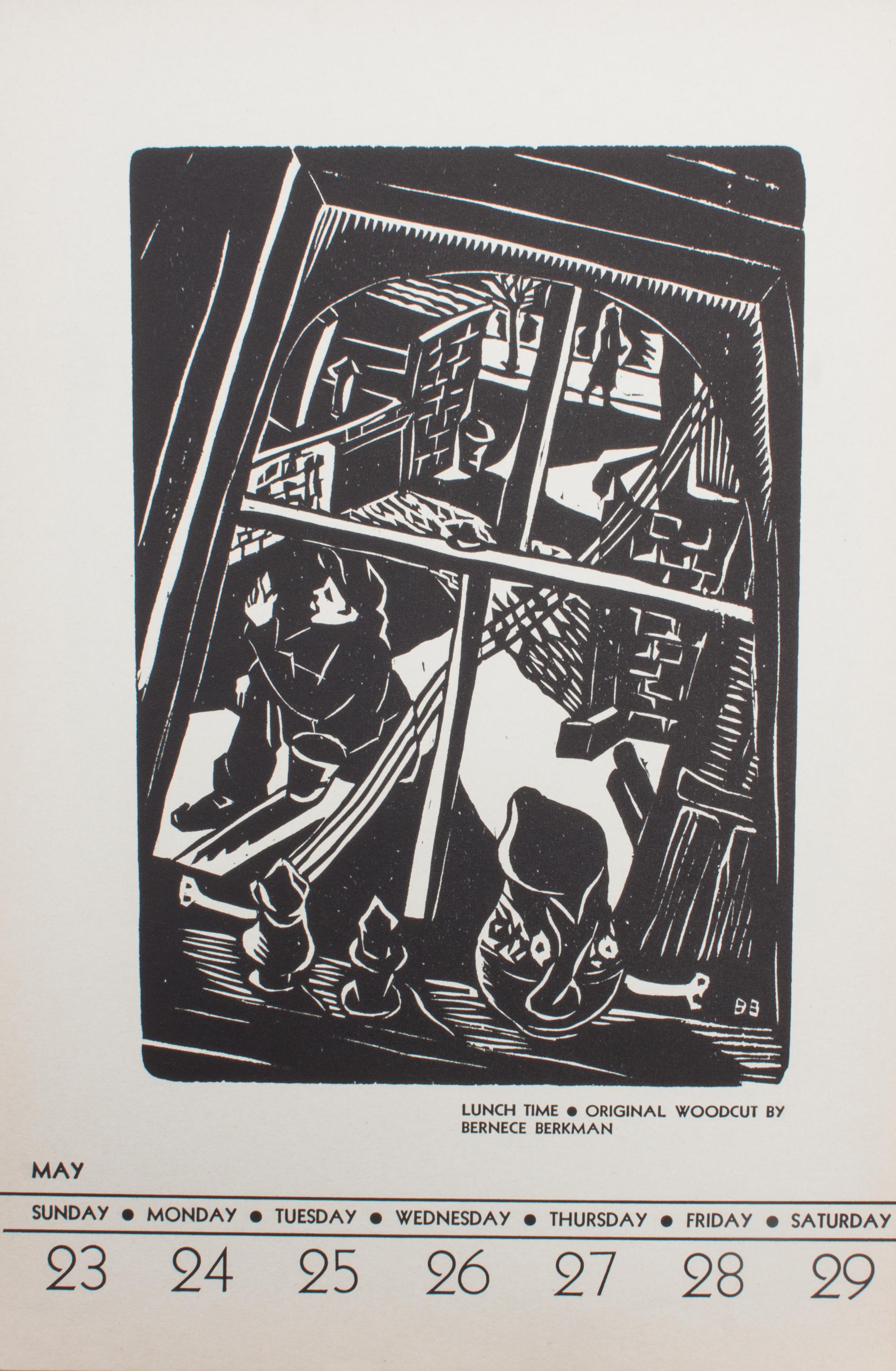 An American Block Print Calendar, 1937, 11 x 7 1/4 inches.