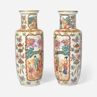 A pair of Chinese Export porcelain Famille Rose vases 19th century