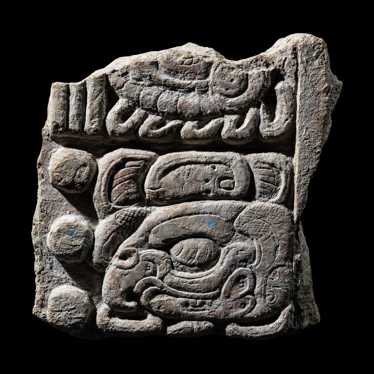 A Maya Limestone Fragment with Glyphs
