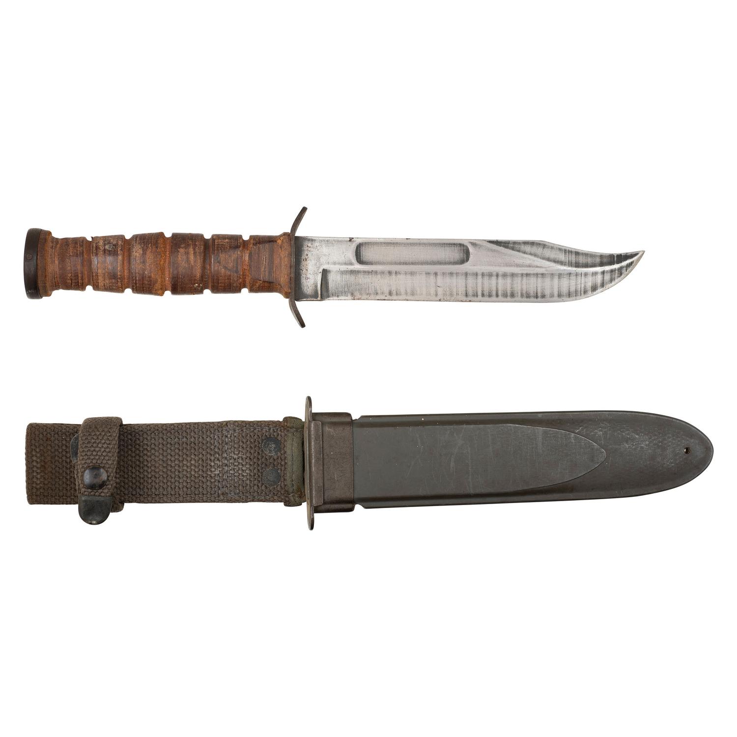 Lot of 3 Edged Weapons Including: French M1874 Gras Bayonet, US M1 Bayonet, Robeson USN Mk 2 Knife