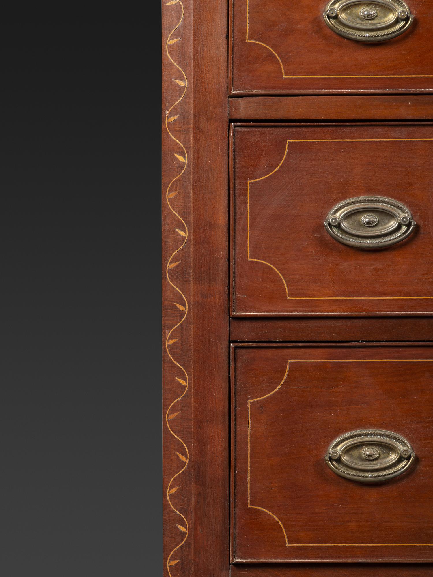 A Federal Vine and Leaf Inlaid Cherrywood Chest of Drawers