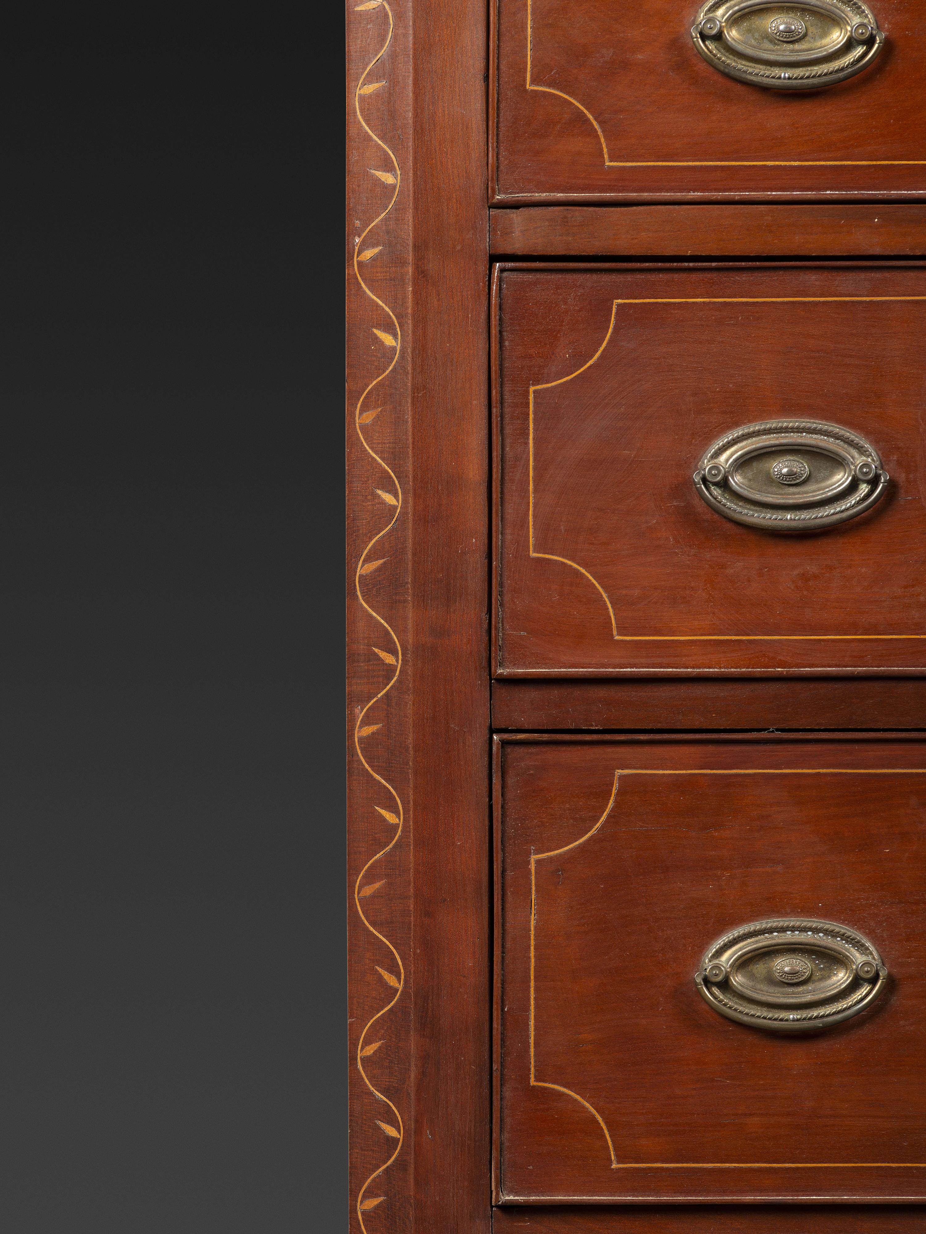 A Federal Vine and Leaf Inlaid Cherrywood Chest of Drawers