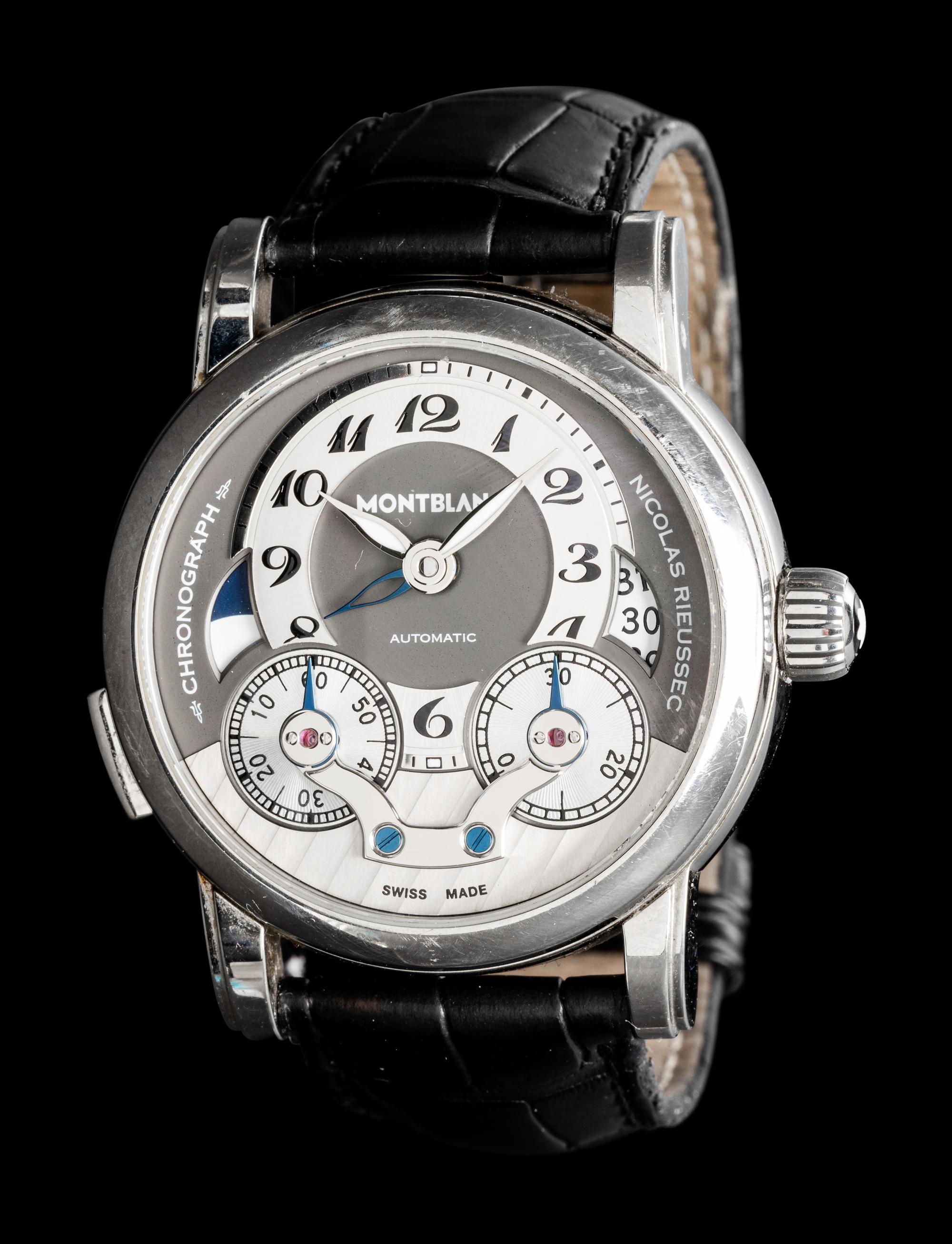 MONTBLANC, REF. 7138 STAINLESS STEEL 'NICOLAS RIEUSSEC' GMT DATE WATCH