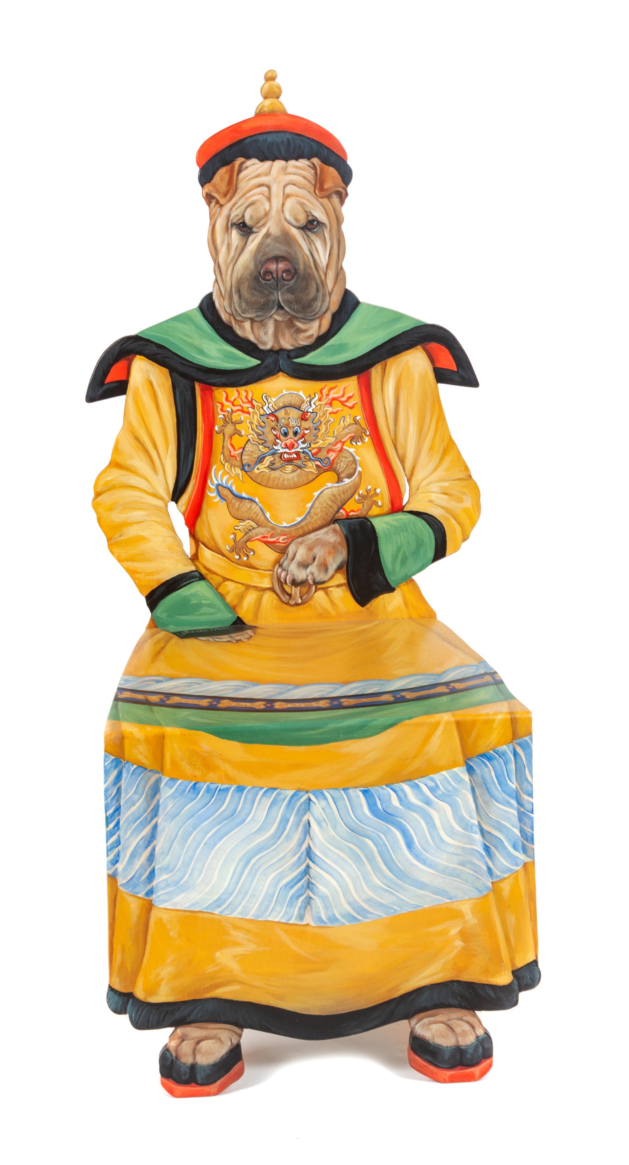 A Wooden Chair depicting a Chinese Shar-Pei Height 46 inches. — JOANNE WEST