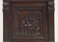 An impressive Renaissance Revival carved oak tall case clock, the case attributed to R.J. Horner & Co., New York, NY, with works by Winterhalder & Hofmeier, Schwaerzenbach, Black Forest, Germany, retailed by Tilden Thurber Co., Providence, RI, late 19th / early 20th century