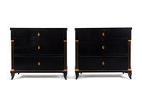 A Pair of Biedermeier Ebonized Chests of Drawers