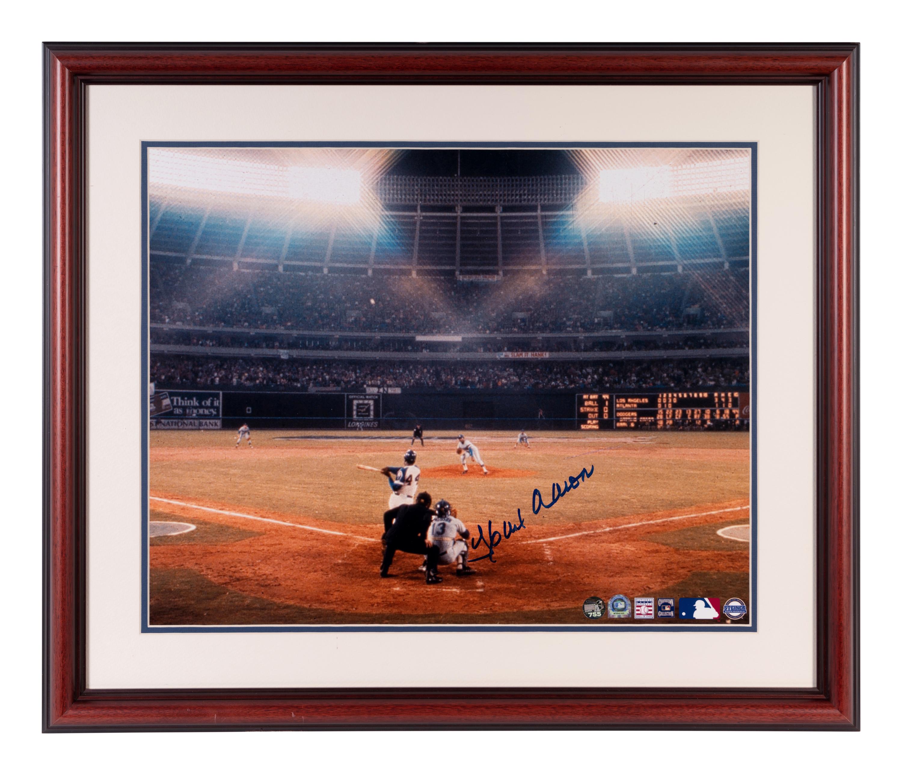 A Hank Aaron Home Run Record 715 Signed Autograph Large Format Photograph (Steiner Hologram),