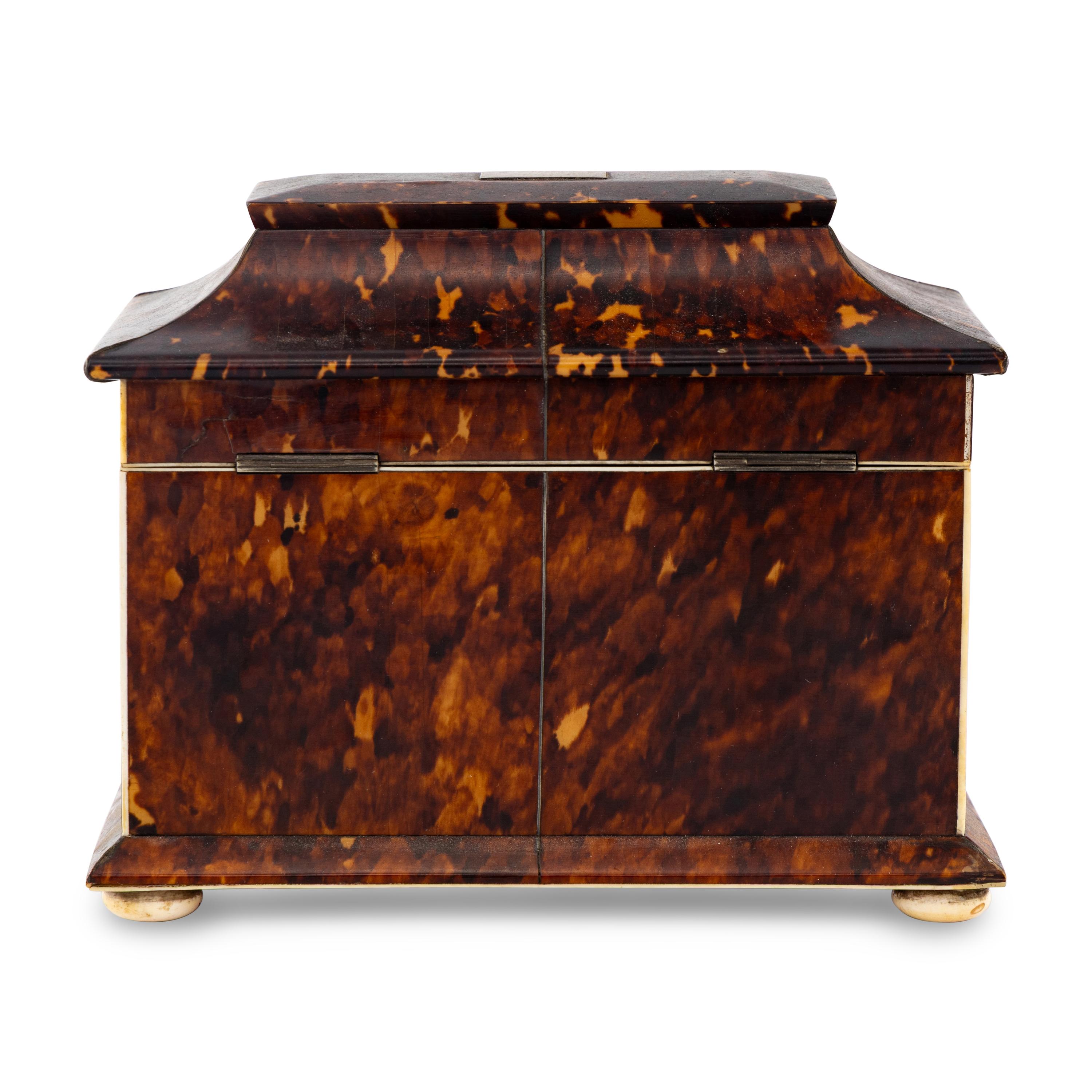 A Regency Tortoise Shell Tea Caddy