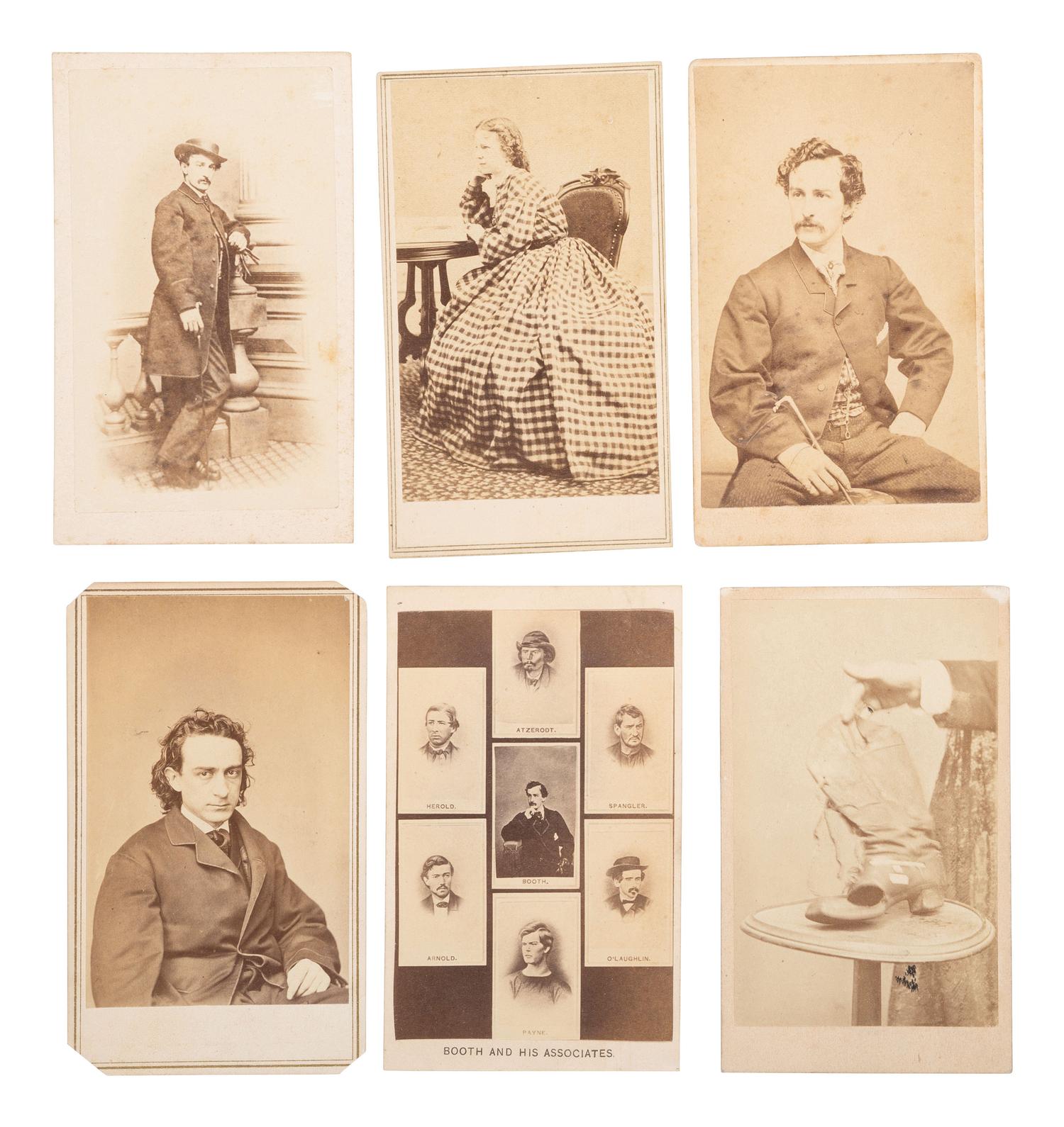 [LINCOLN ASSASSINATION]. A group of 14 CDVs of John Wilkes Booth, his family, love interests, and associates.