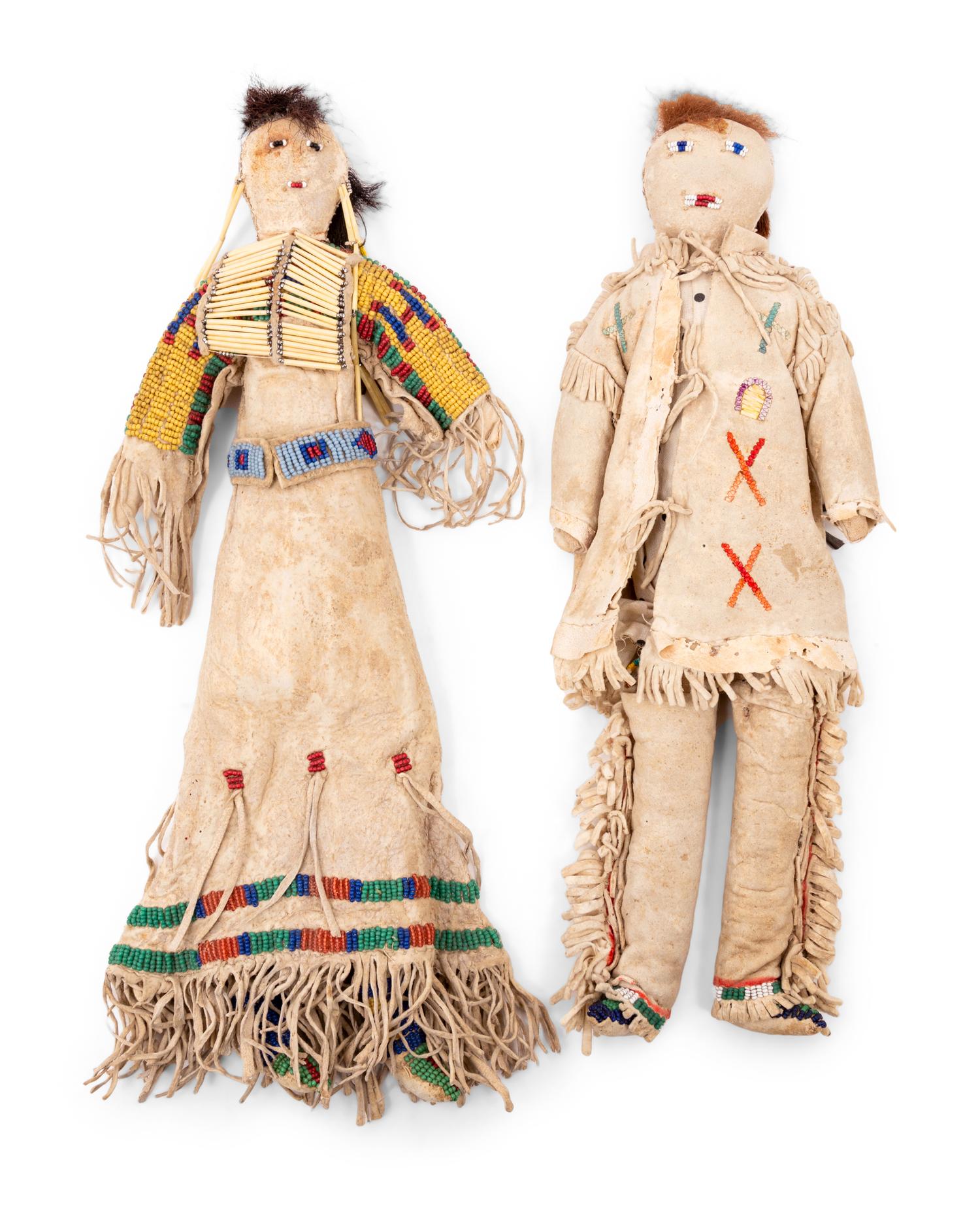 Northern Plains Beaded Hide and Quilled Dolls