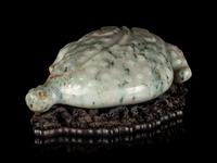 A Large Chinese Pale Celadon Hardstone Figure of a Three-Legged Toad