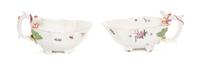 A Pair of Chelsea Porcelain Sauces, Width over handles 8 1/4 inches.