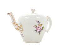 A Meissen Painted and Parcel Gilt Porcelain Teapot