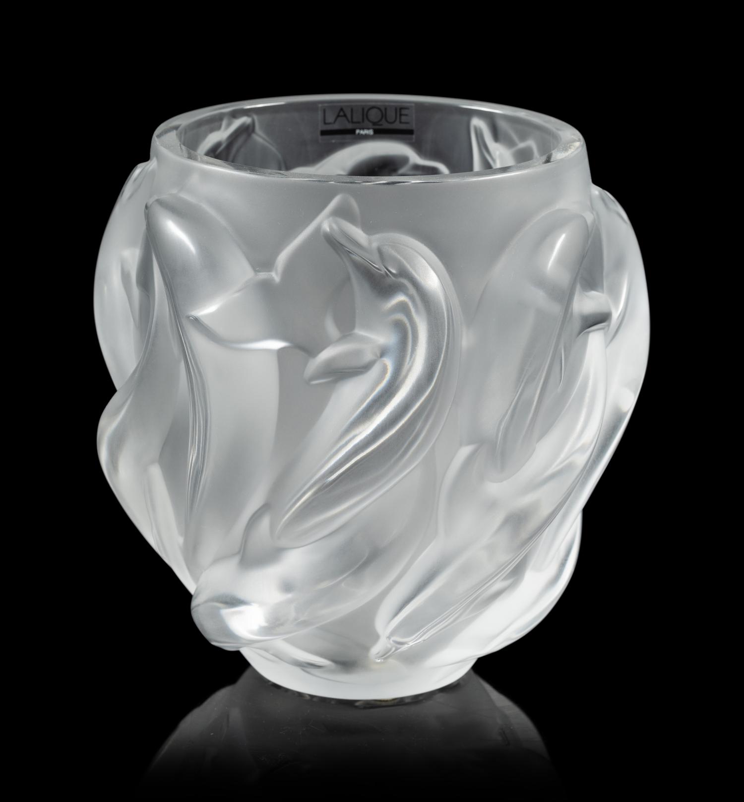 A Lalique Dolphin Vase