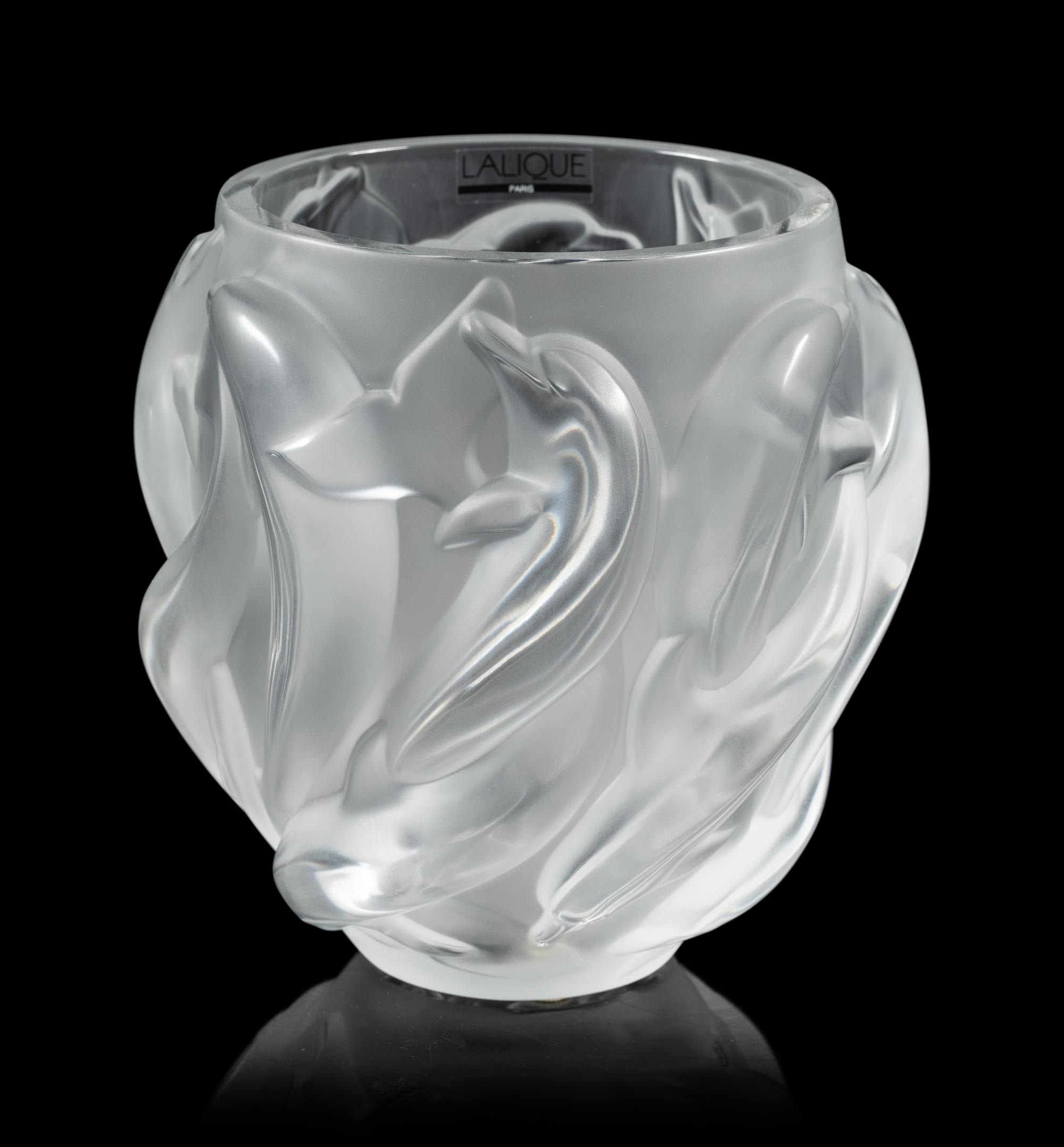 A Lalique Dolphin Vase