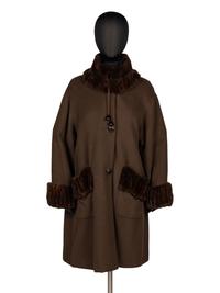 Revillon, Cashgora Coat with Sheared Mink Trim