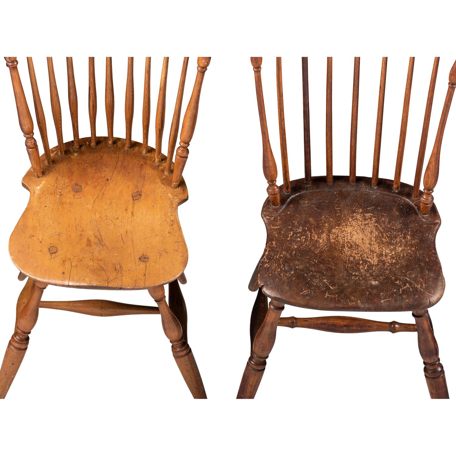 Two Comb-Back Compass-Seat Windsor Side Chairs