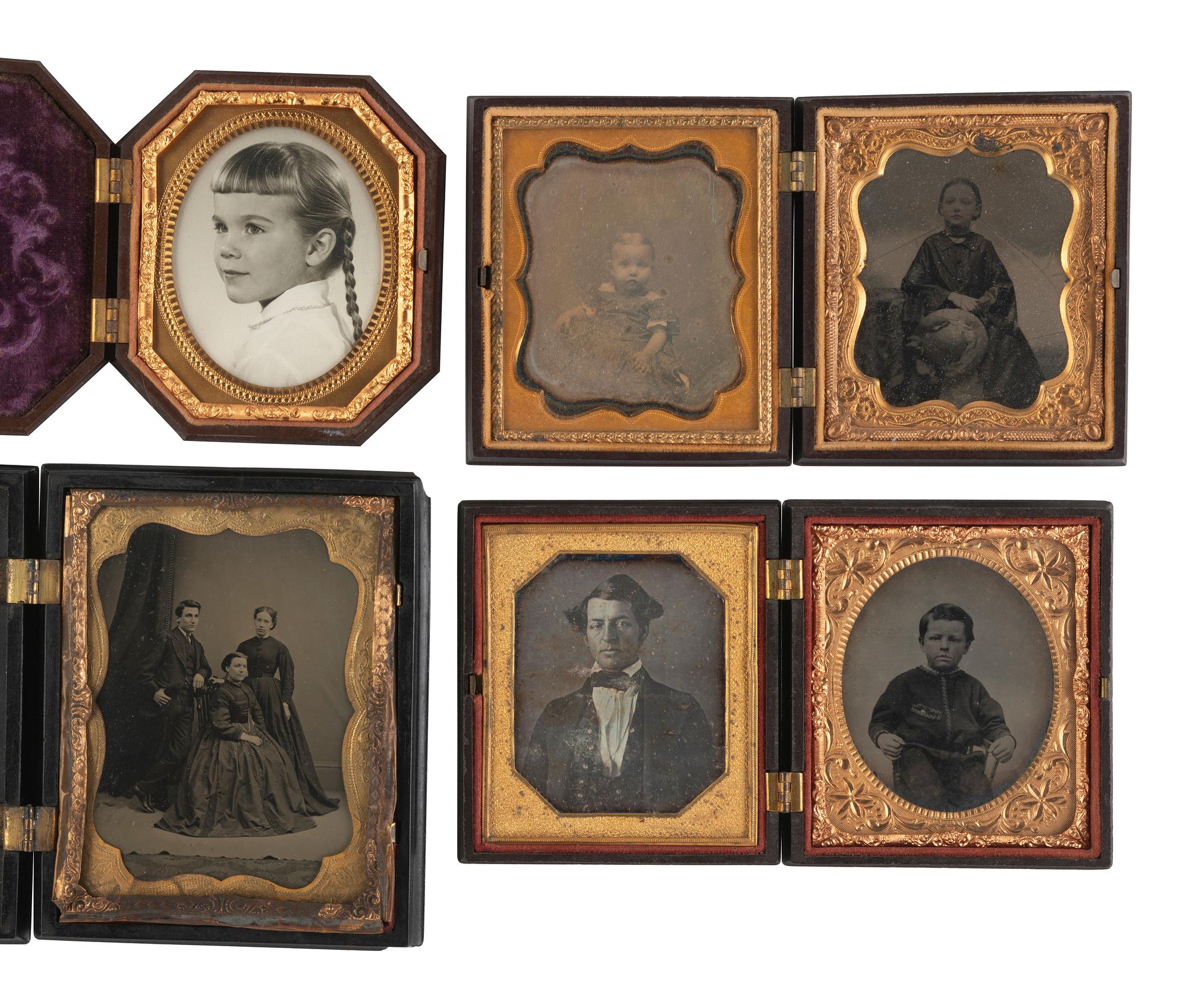 [EARLY PHOTOGRAPHY]. Assorted images, some in Union cases, incl. a remarkable pair of ambrotypes.
