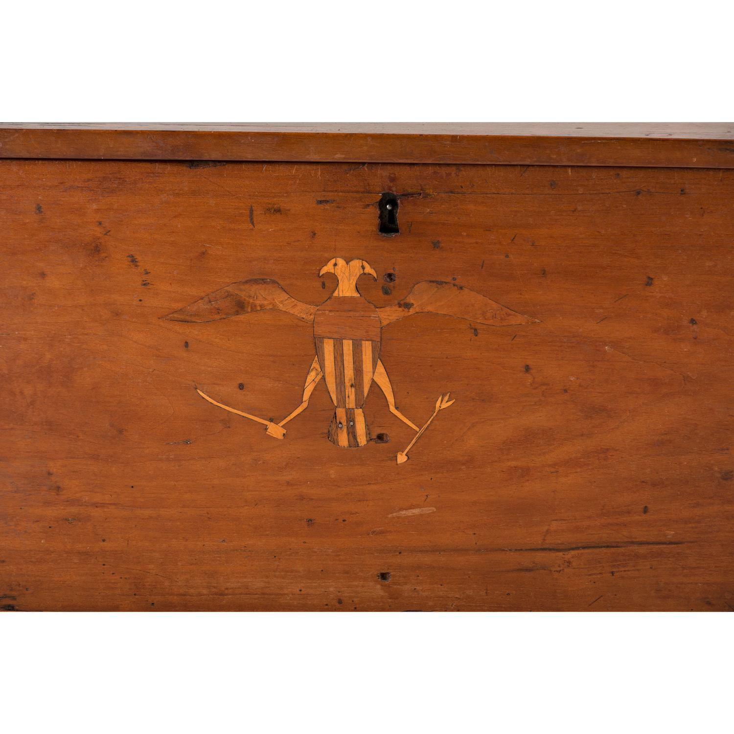 A Federal Eagle Inlaid Cherrywood Diminutive Blanket Chest