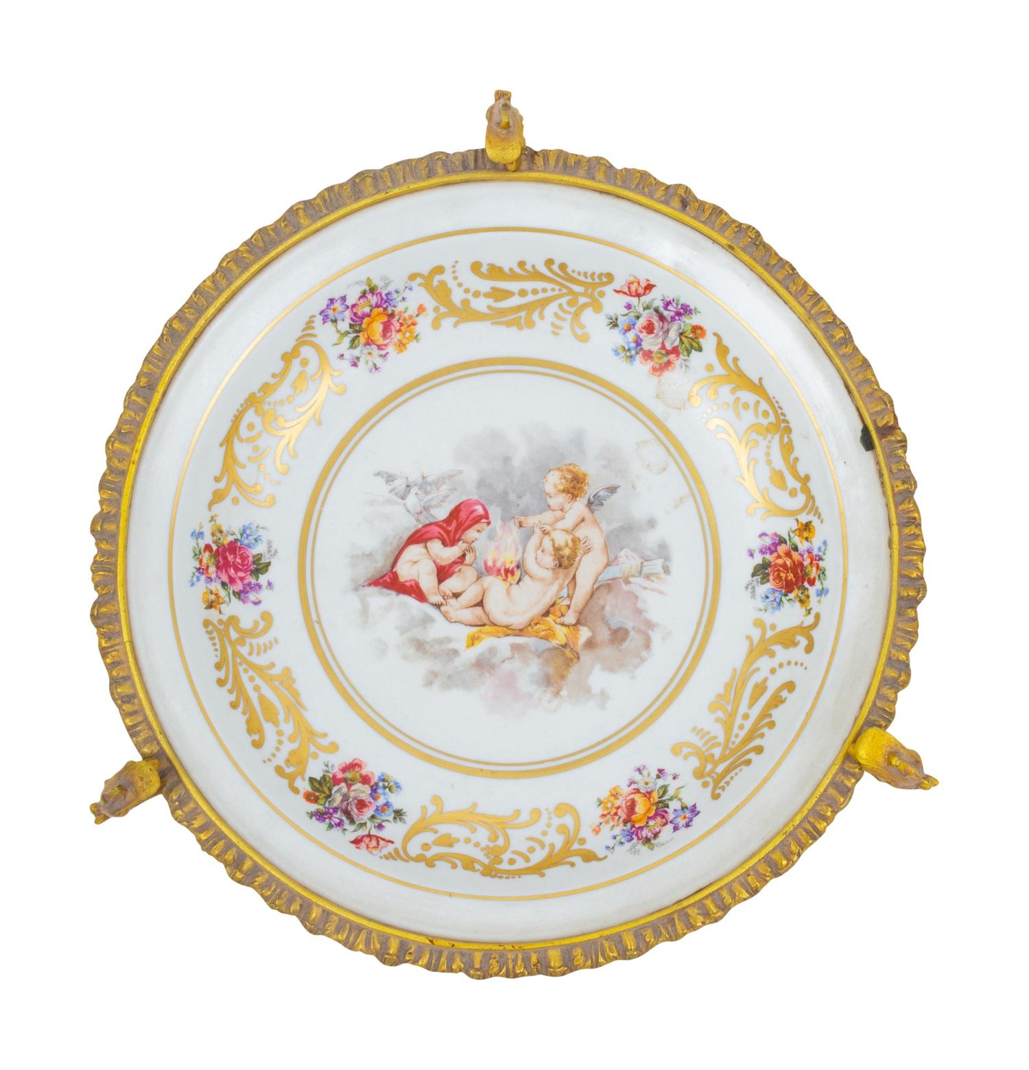 A Sevres Style Gilt Metal Mounted Porcelain Bowl