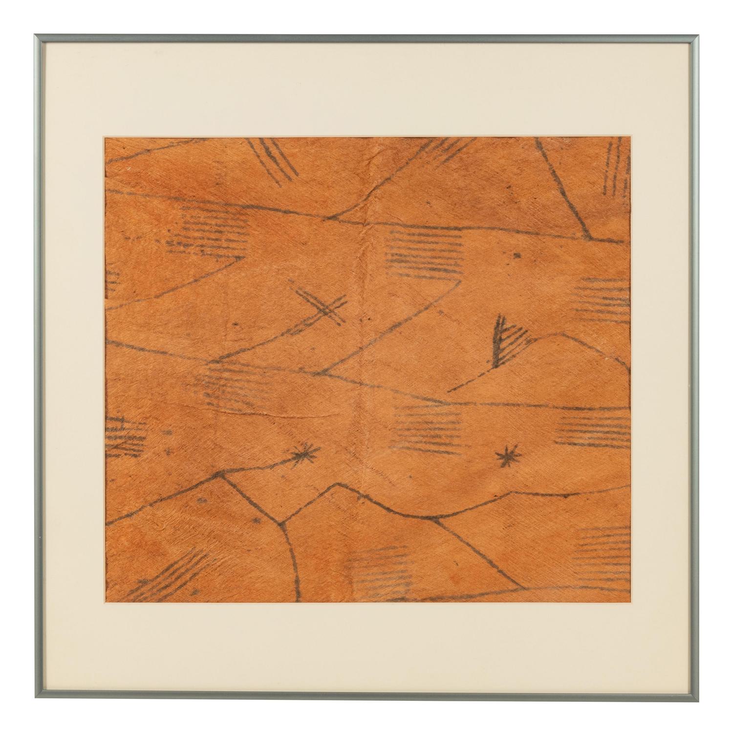 A Group of Nine Pongo Bark Cloth Drawings