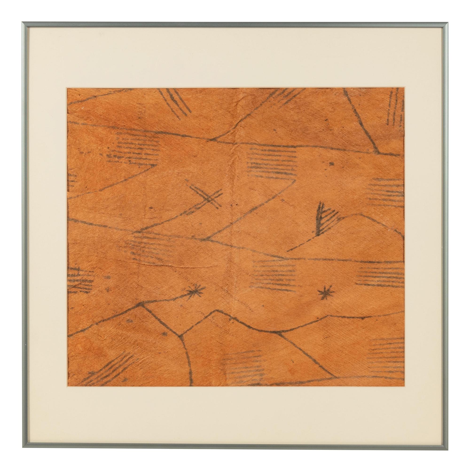A Group of Nine Pongo Bark Cloth Drawings