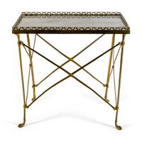 A Brass Side Table with Black Top Marble — 20TH CENTURY