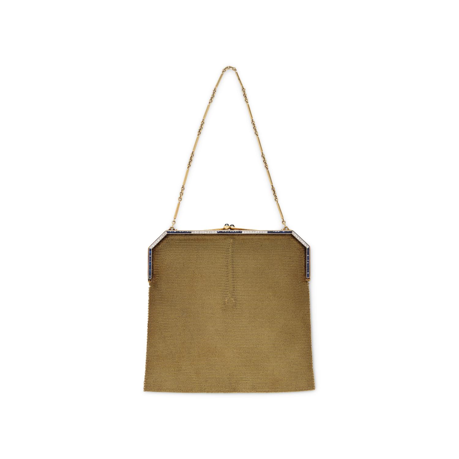 YELLOW GOLD, DIAMOND, AND SAPPHIRE PURSE