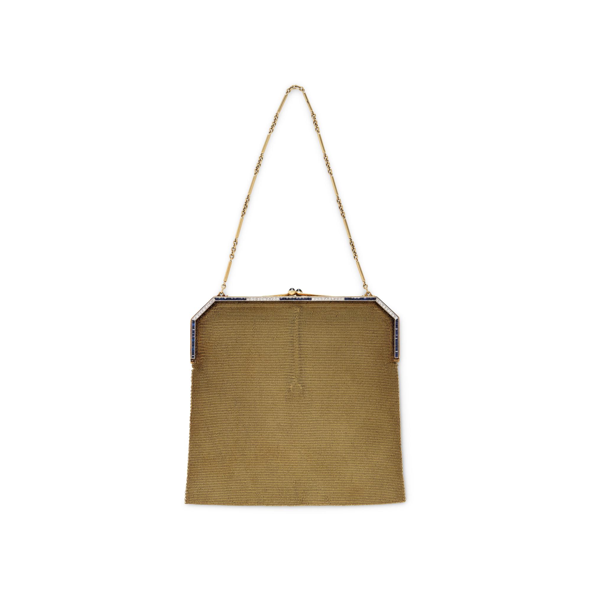 YELLOW GOLD, DIAMOND, AND SAPPHIRE PURSE
