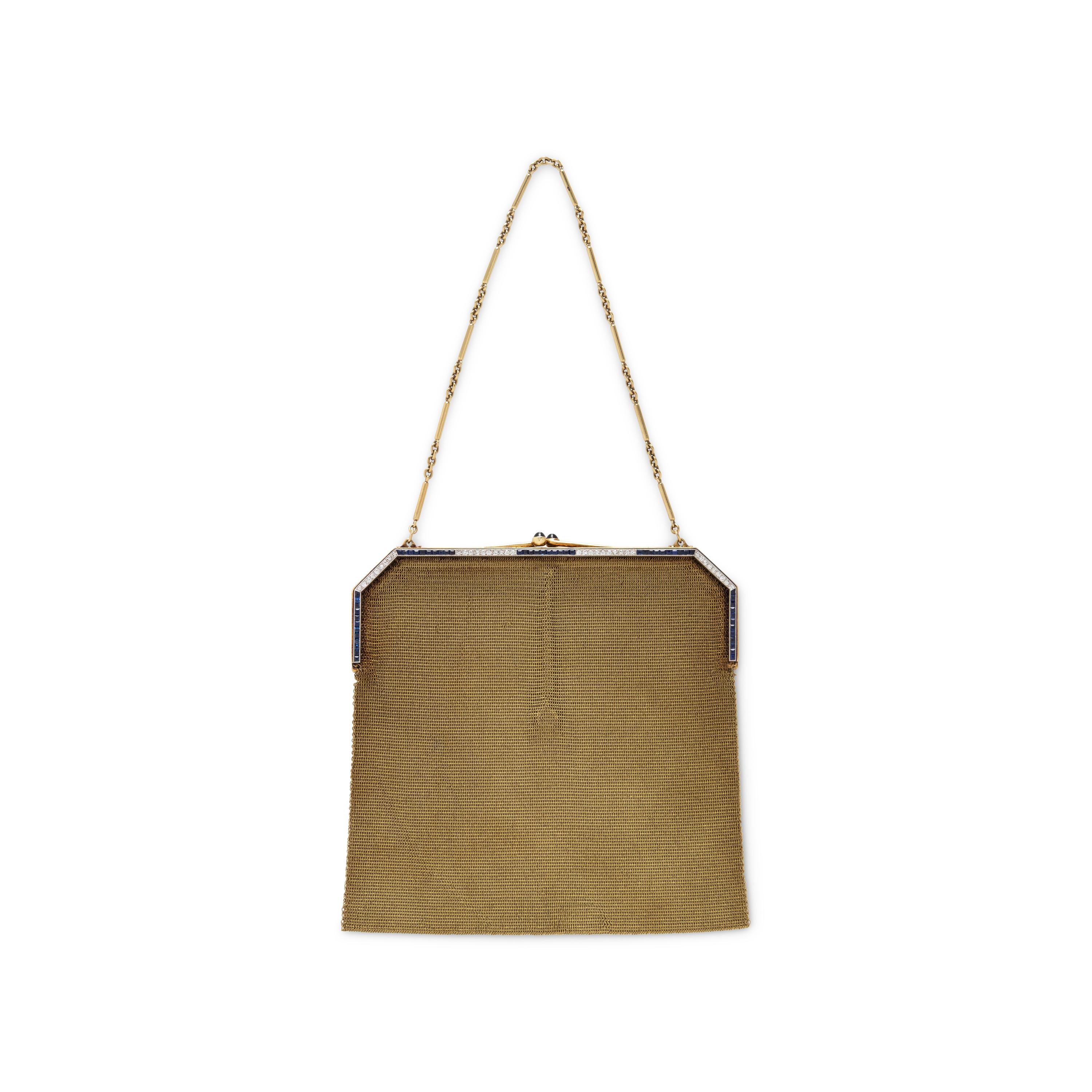 YELLOW GOLD, DIAMOND, AND SAPPHIRE PURSE