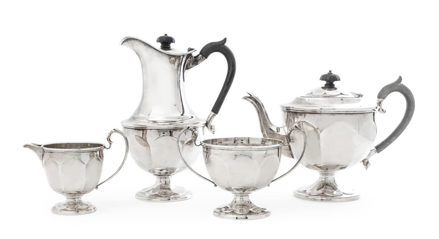 A Victorian Silver Four-Piece Tea Service, Sibray, Hall & Co. Ltd. (Charles Clement Pilling), Sheffield, 1900, comprising a teapot, a p