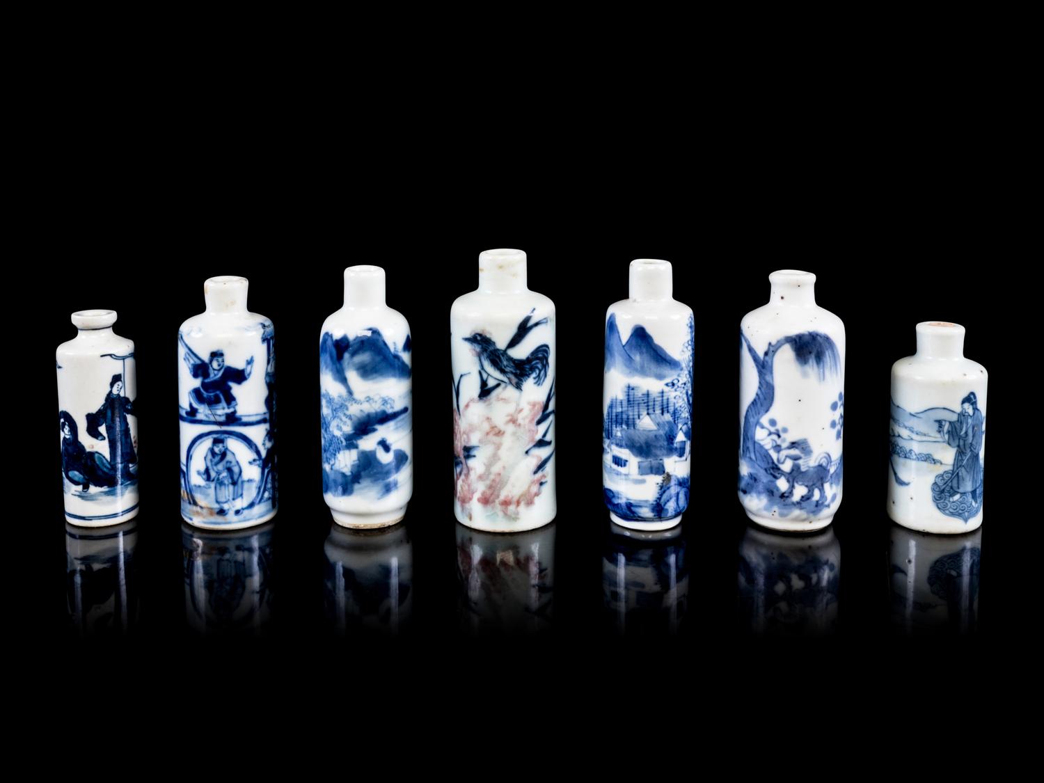 Seven Chinese Cylindrical Form Snuff Bottles