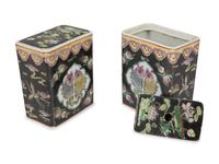 A Pair of Chinese Export Famille Noire Cache Pots — 19TH/20TH CENTURY