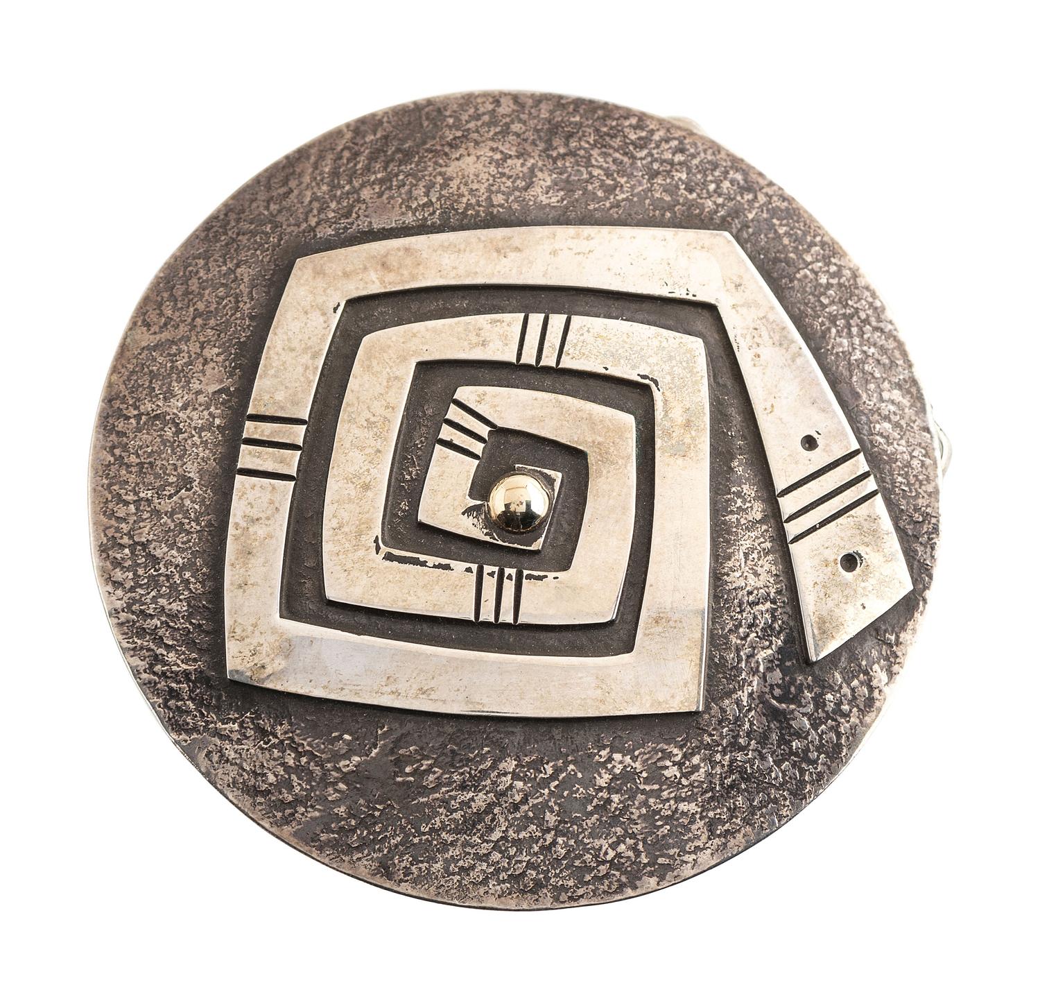 Silver Belt Buckle, with 14K Gold Center Accent
