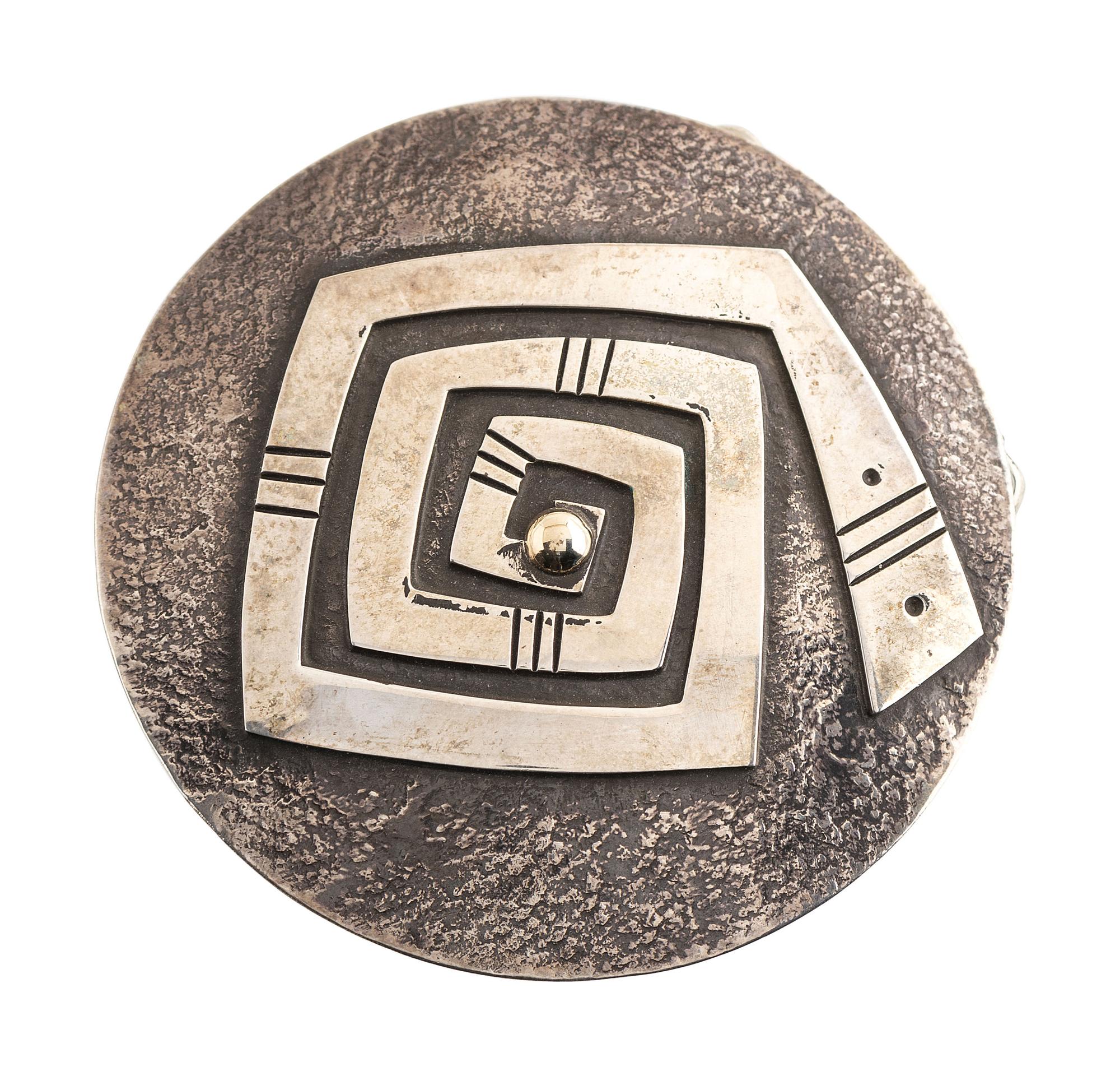 Silver Belt Buckle, with 14K Gold Center Accent