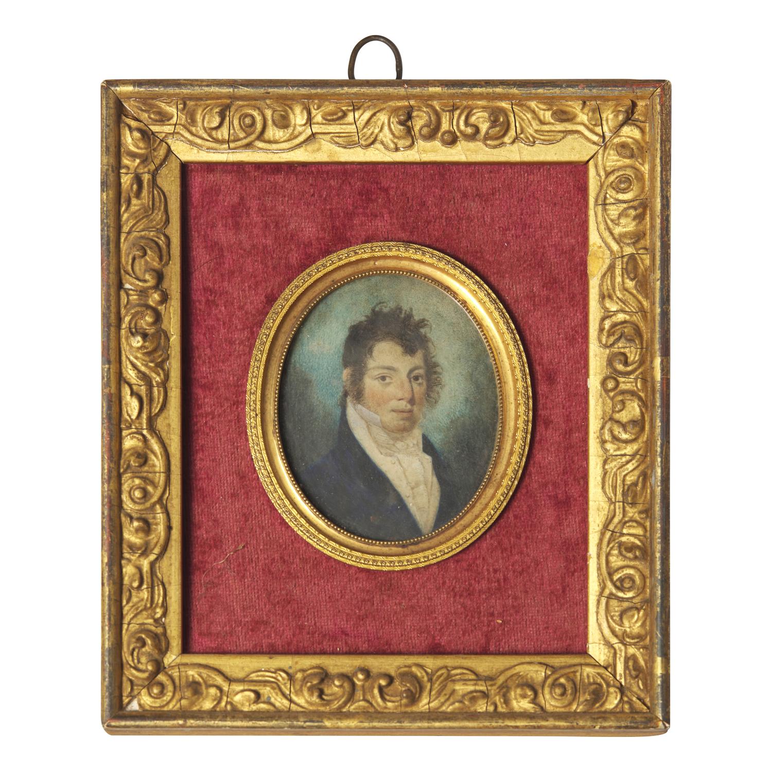 English School 19th Century, A Portrait Miniature of a Young Man