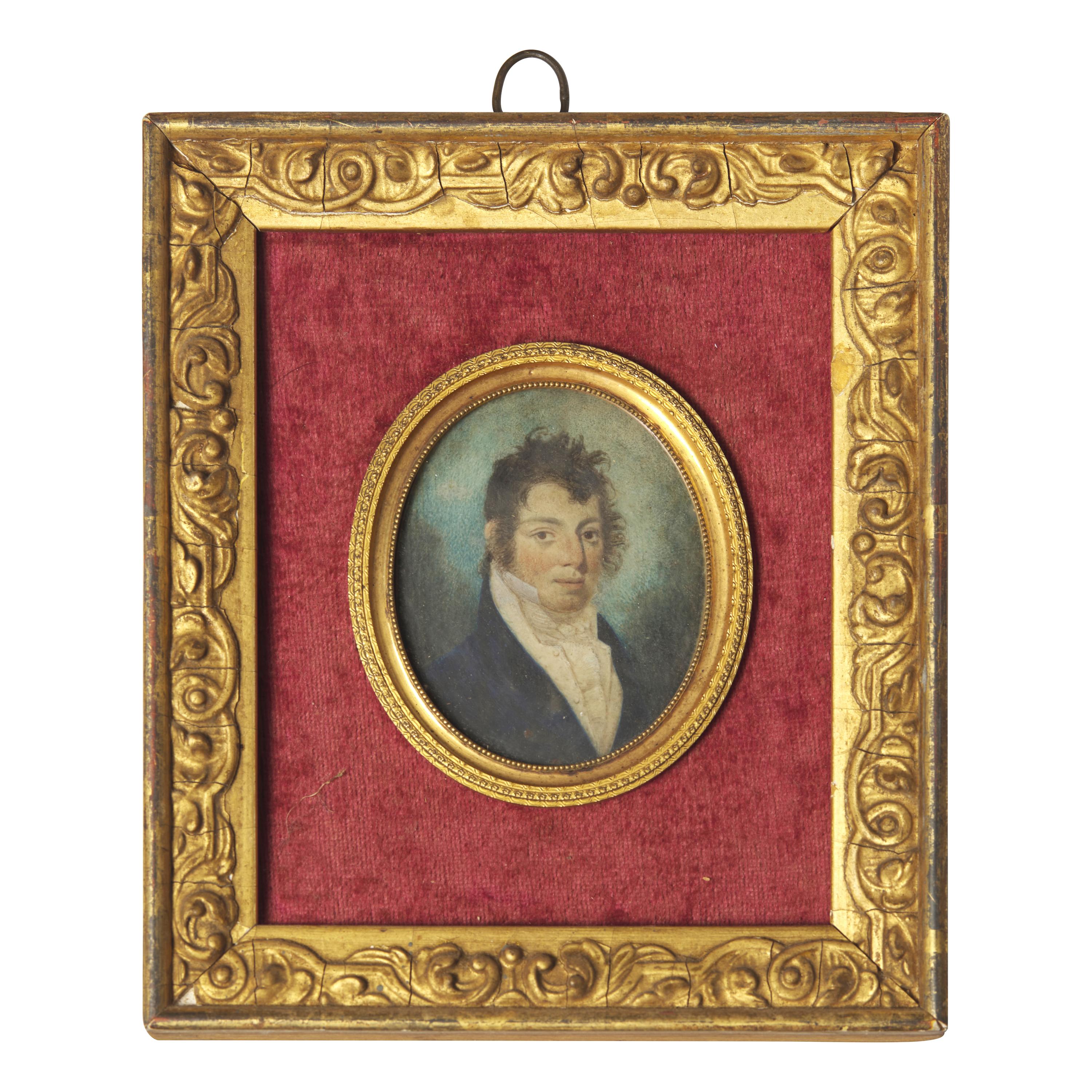 English School 19th Century, A Portrait Miniature of a Young Man