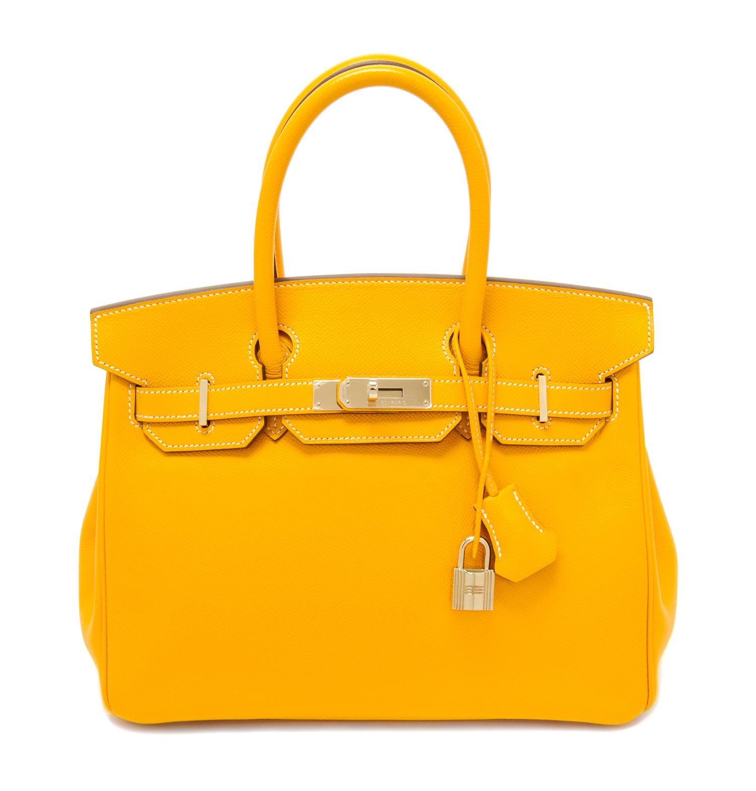 An Hermes Bicolor Jaune d'Or Epsom 30cm Birkin Handbag, 12" x 8.5" x 6".