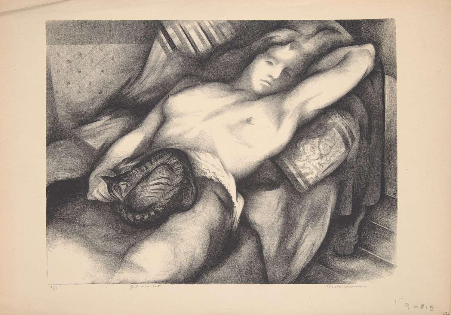 Benton Murdoch Spruance (American, 1904–1967) - Girl and Cat