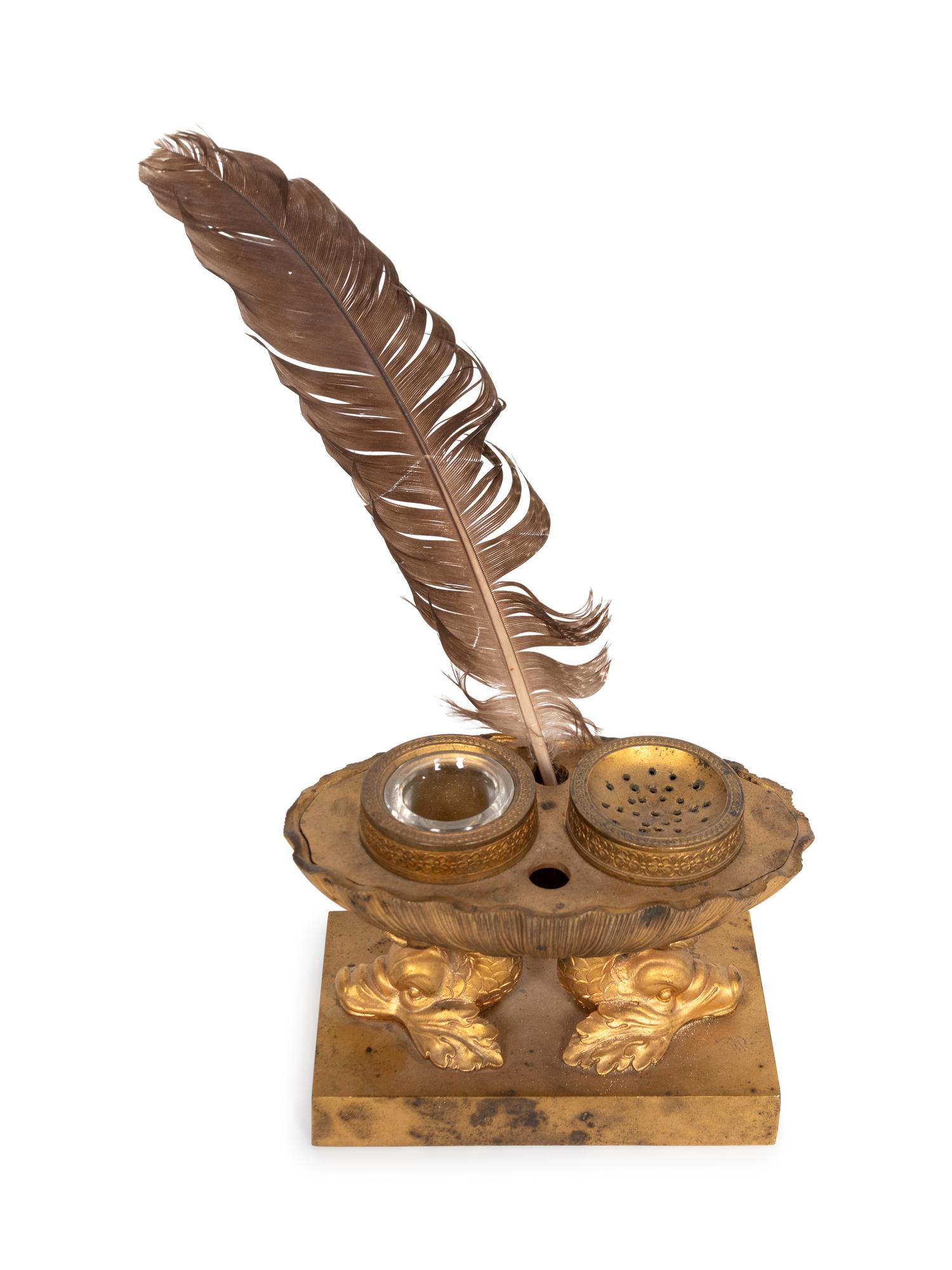 An Empire Style Gilt Bronze Inkstand
