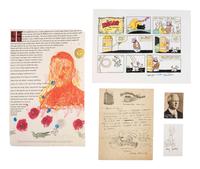 Autographed ephemera from directors, newsmen, Hollywood icons, and other ephemera including John Fitzgerald (1917-1963) Topps collector cards, 1964.