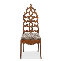 Gothic Revival inlaid walnut presentation hall chair Lancaster, PA area, mid-19th century