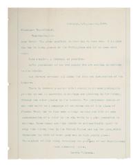 [MCKINLEY, William (1843-1901).] Detailed letter describing President McKinley's medical condition in the immediate aftermath of the assassination attempt, written by one of the nurses who attended to him.