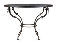 A Steel and Faux Scagliola-Painted Side Table