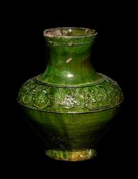 A Chinese Green Glazed Hu Vase